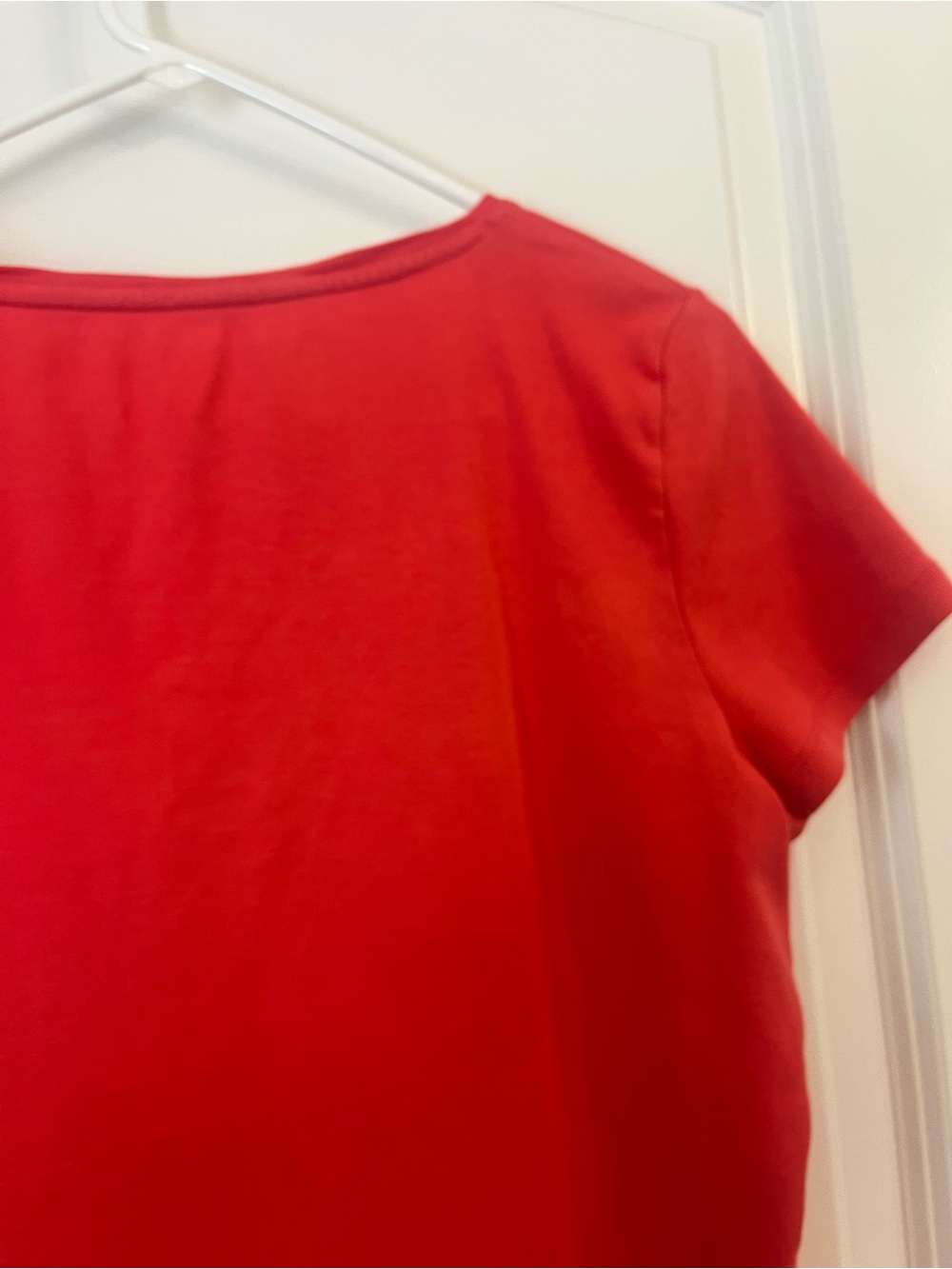 Talbots Coral Orange Short Sleeve V-Neck Tee 100% Pima Cotton Size Large Petite - Picture 6 of 7